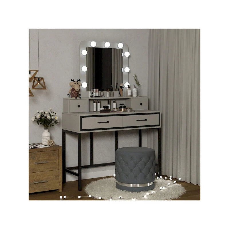 Coiffeuse Sunvivi avec miroir hollywoodien éclairé à intensité variable 3 couleurs