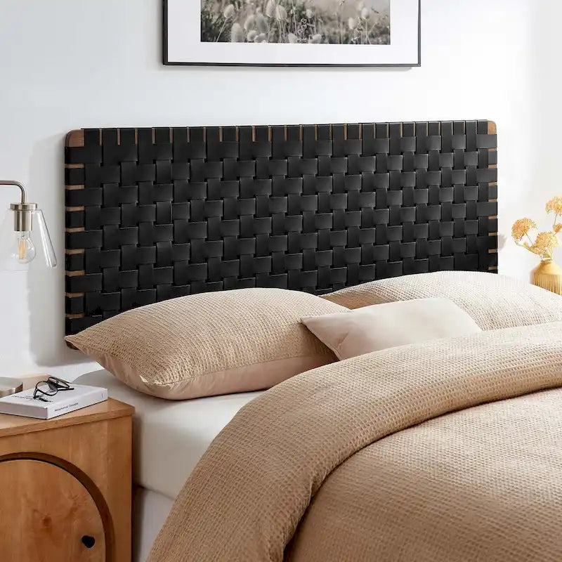 Tête de lit murale tissée en cuir végan Spartan double/grand lit/très grand lit