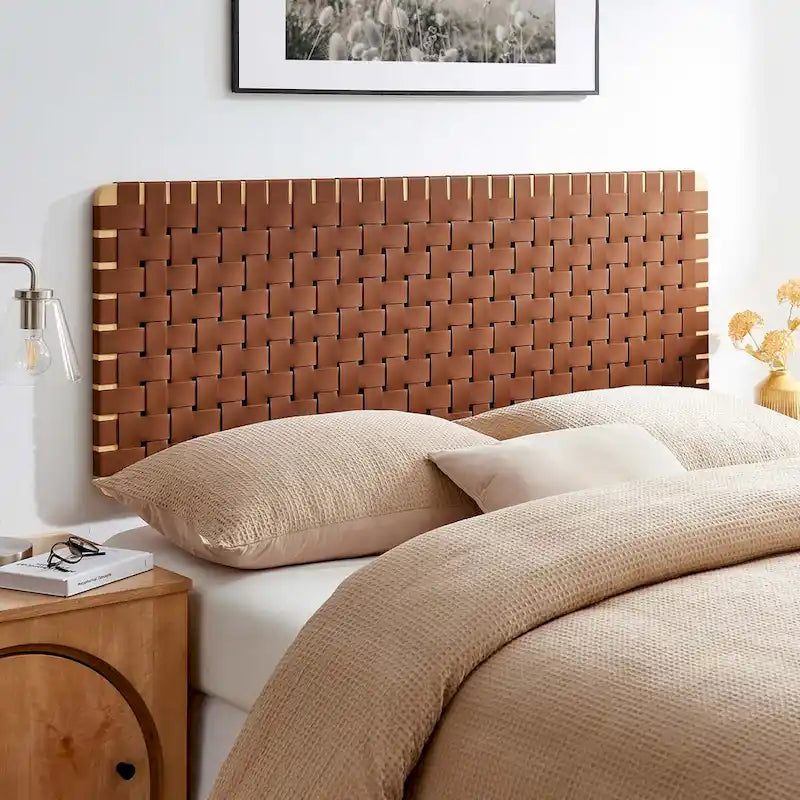 Tête de lit murale tissée en cuir végan Spartan double/grand lit/très grand lit