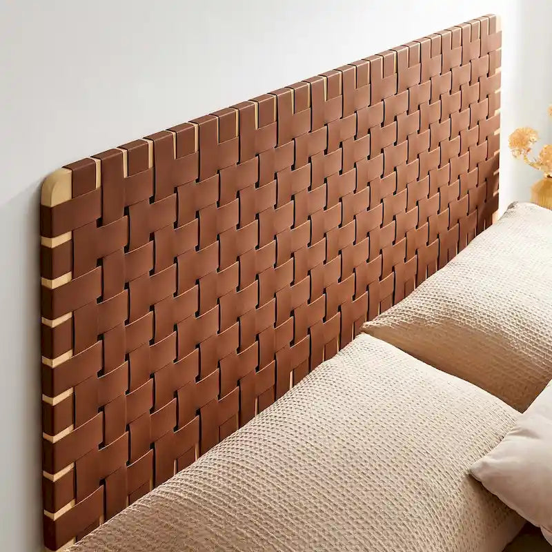 Tête de lit murale tissée en cuir végan Spartan double/grand lit/très grand lit