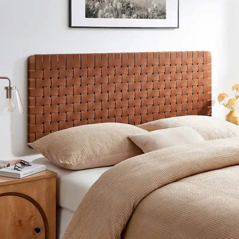 Tête de lit murale tissée en cuir végan Spartan double/grand lit/très grand lit