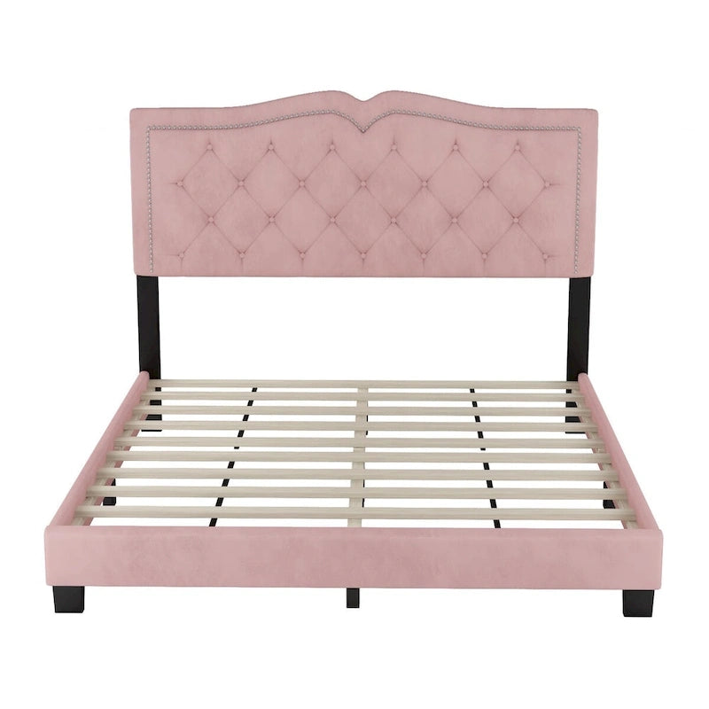 Cadre de lit rembourré Queen Size avec rivets