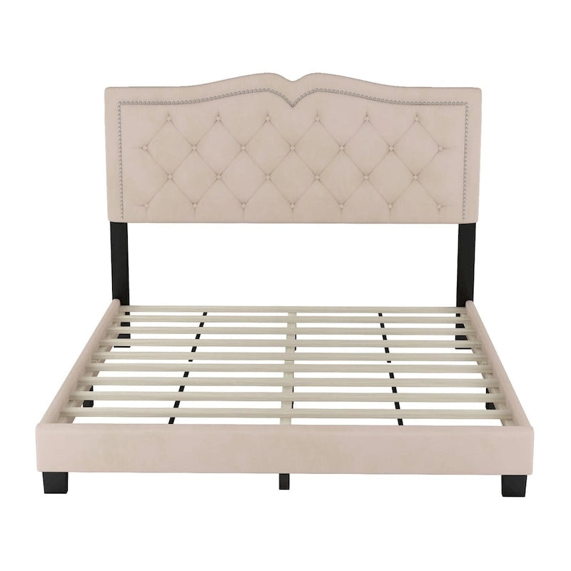 Cadre de lit rembourré Queen Size avec rivets