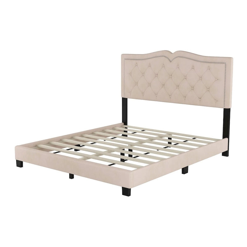Cadre de lit rembourré Queen Size avec rivets