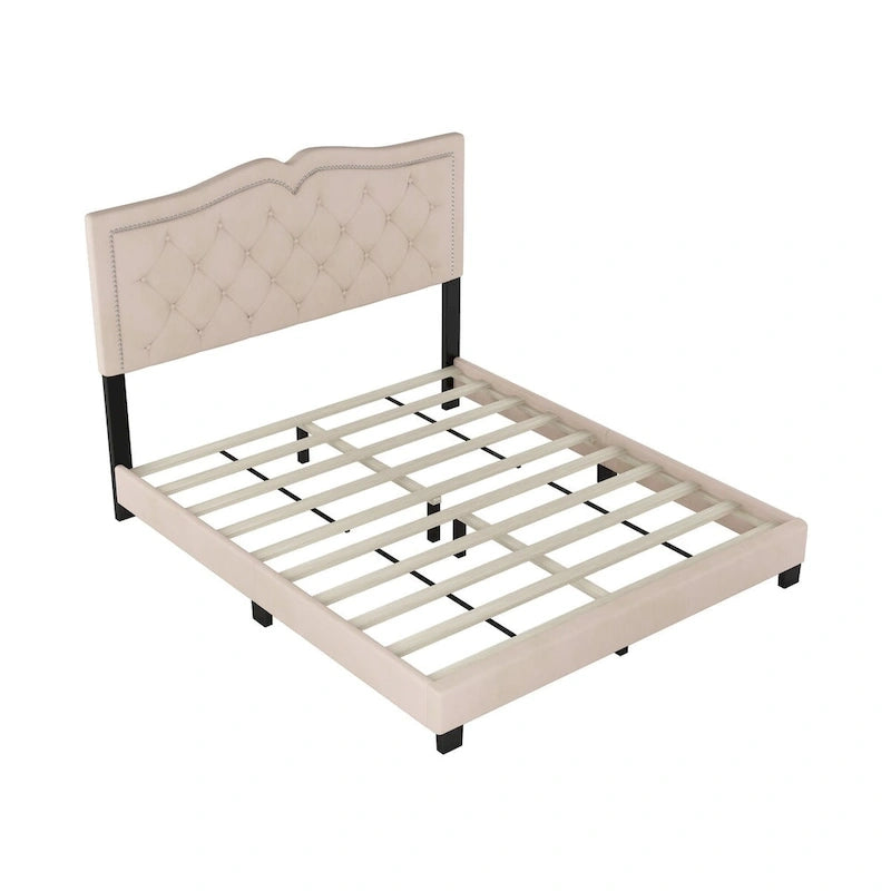 Cadre de lit rembourré Queen Size avec rivets