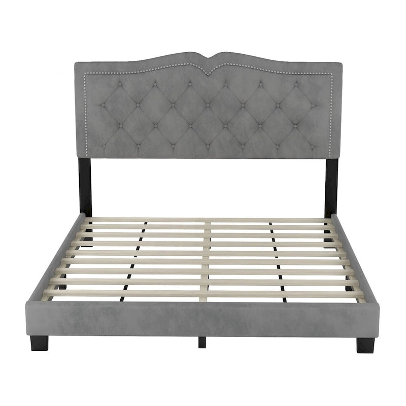 Cadre de lit rembourré Queen Size avec rivets