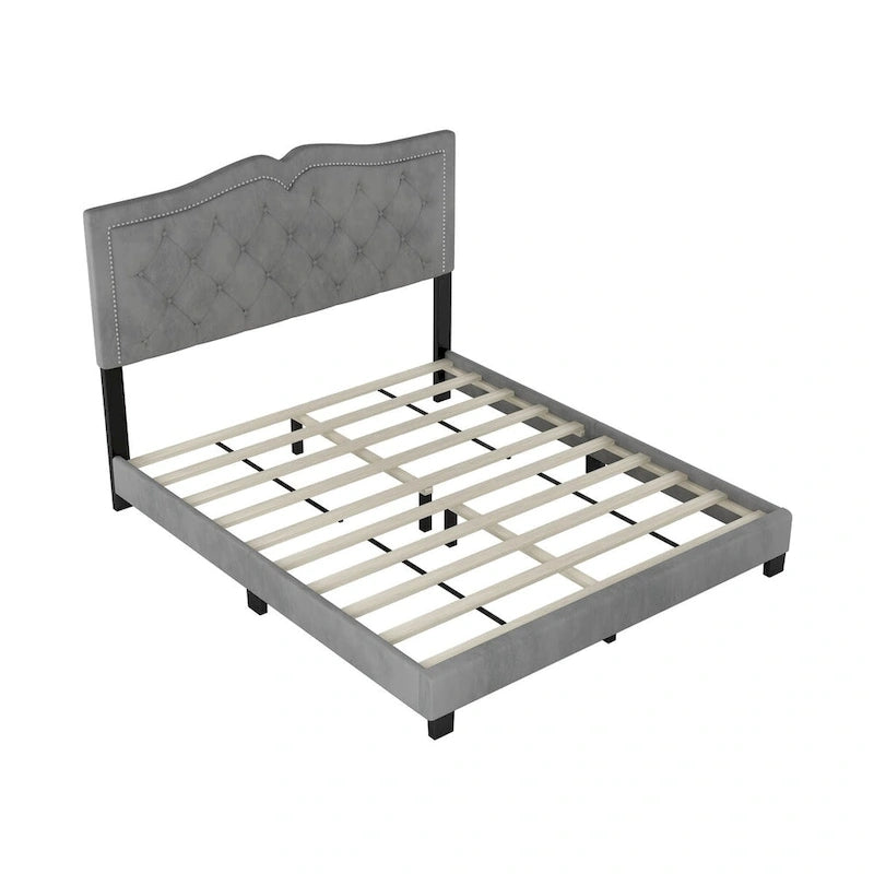 Cadre de lit rembourré Queen Size avec rivets