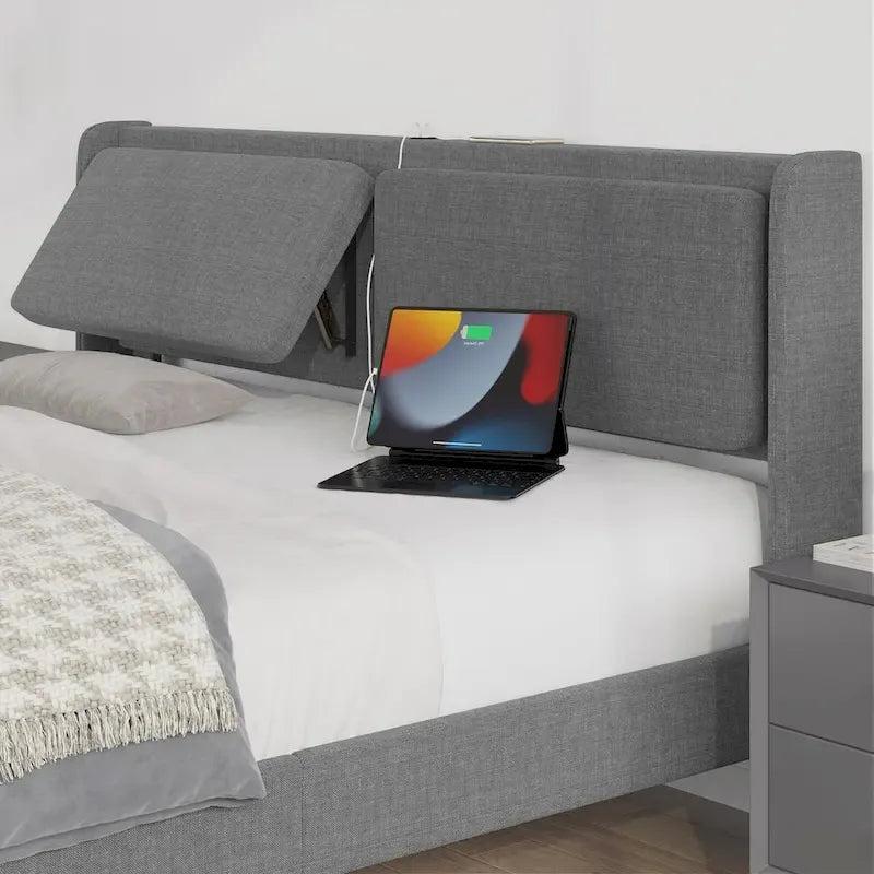 Cadre de lit queen avec ports USB