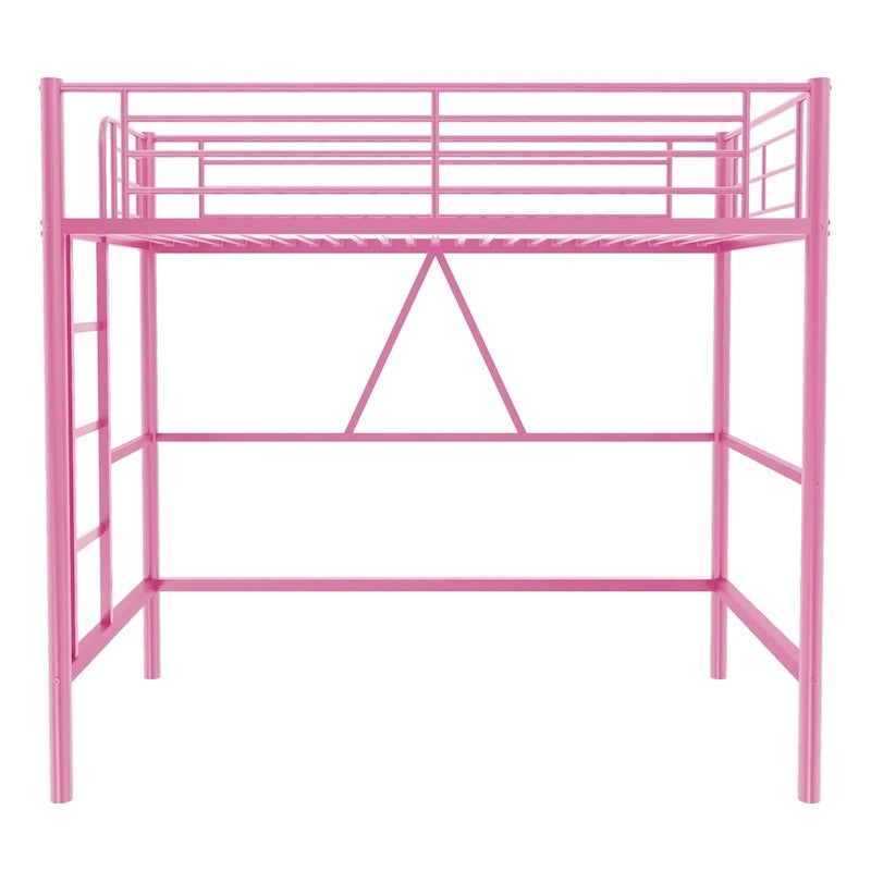 Lit mezzanine taille jumeau, cadre de lit en métal robuste avec garde-corps pleine longueur et escalier amovible pour juniors et adultes