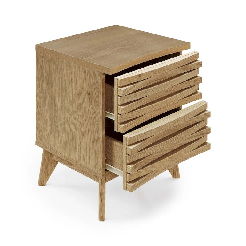 Studio London Oak Effect Zappa 2 Drawer Nightstand Bedroom Furniture