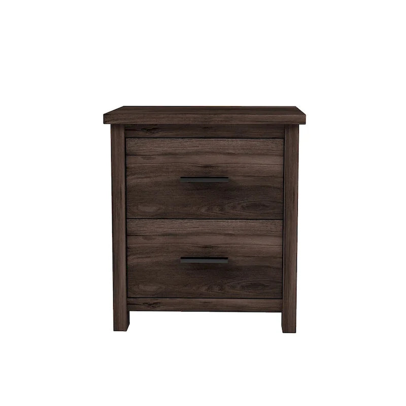 Table de chevet vintage en bois à deux tiroirs, grand espace de rangement