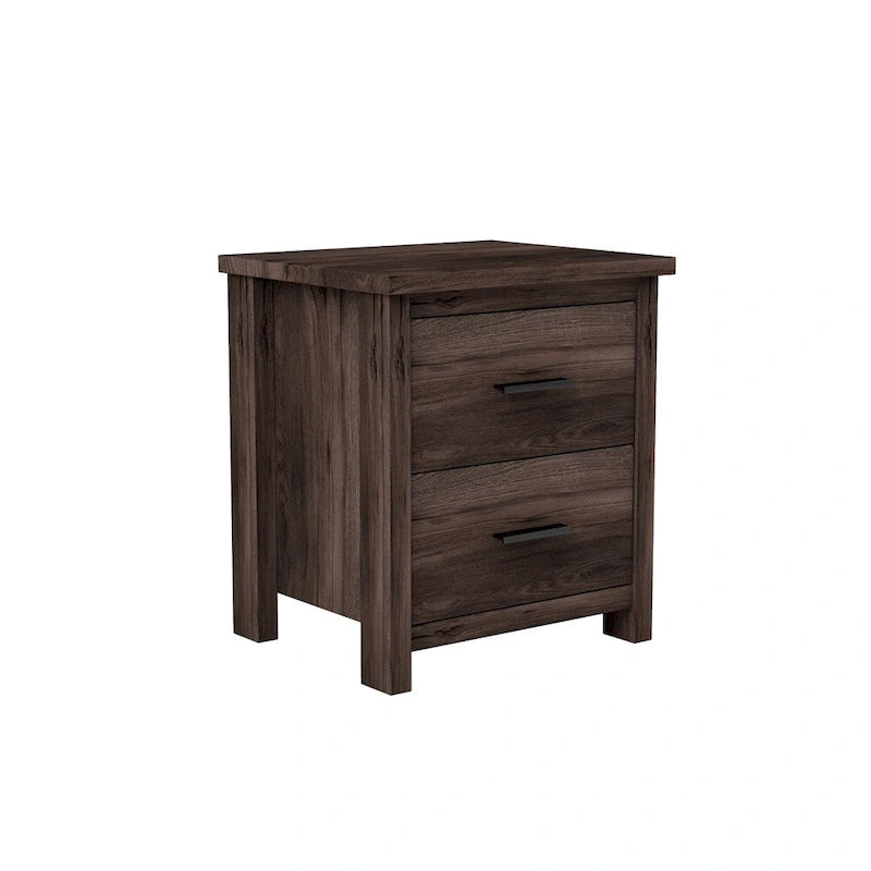 Table de chevet vintage en bois à deux tiroirs, grand espace de rangement