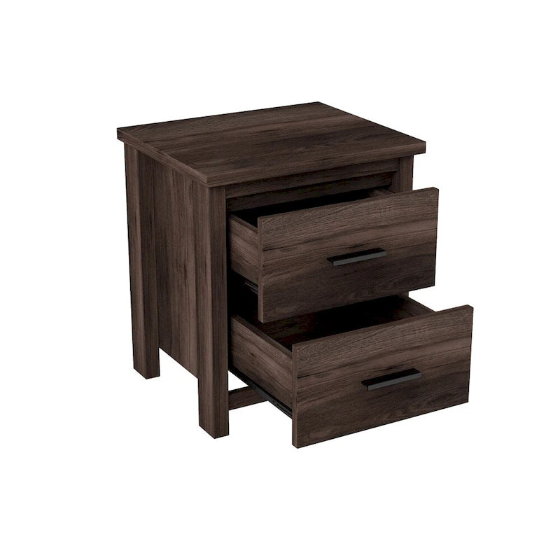 Table de chevet vintage en bois à deux tiroirs, grand espace de rangement