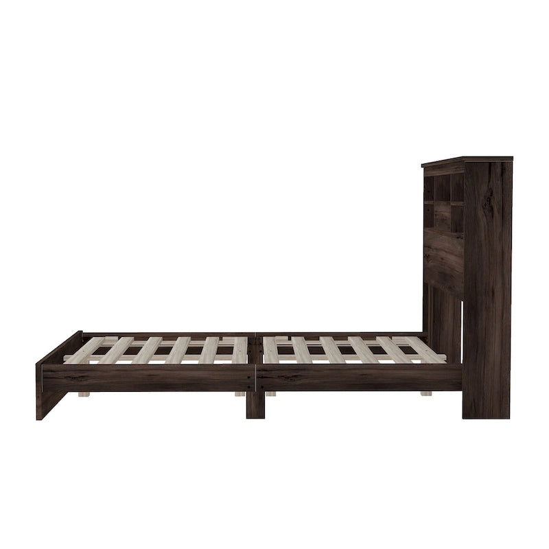Ensembles de chambre à coucher 4 pièces grand lit (Queen Size) en bois vintage avec 2 tables de chevet et 1 commode