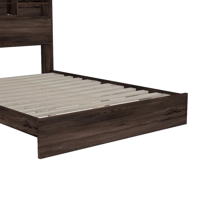 Ensembles de chambre à coucher 4 pièces grand lit (Queen Size) en bois vintage avec 2 tables de chevet et 1 commode