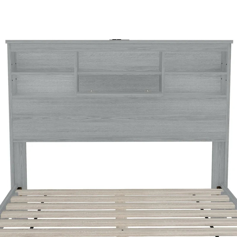 Ensembles de chambre à coucher 4 pièces grand lit (Queen Size) en bois vintage avec 2 tables de chevet et 1 commode