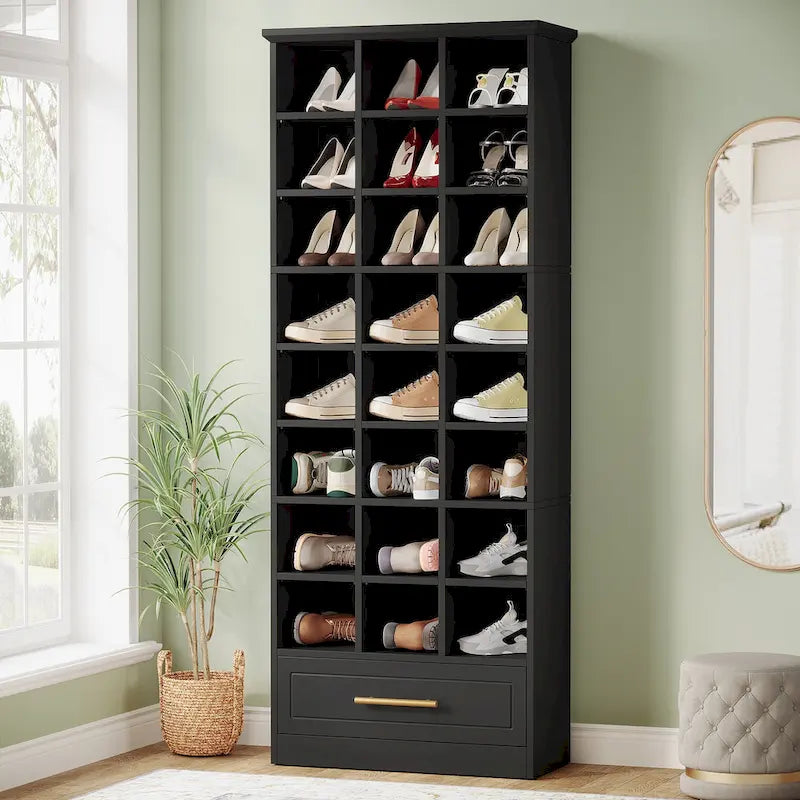 Armoire à chaussures haute de 180 cm avec 24 casiers pour le salon