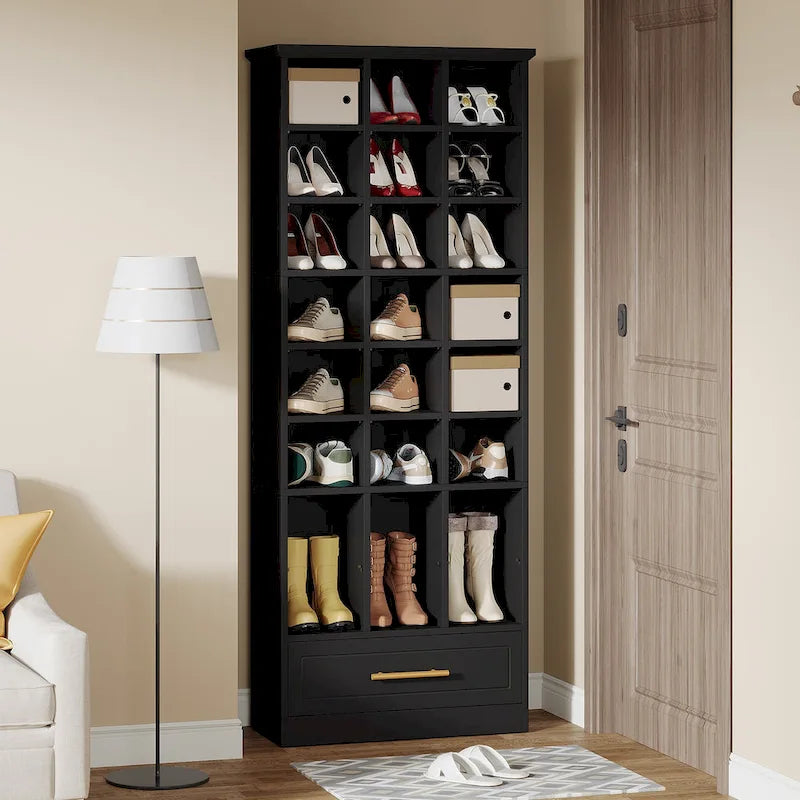 Armoire à chaussures haute de 180 cm avec 24 casiers pour le salon