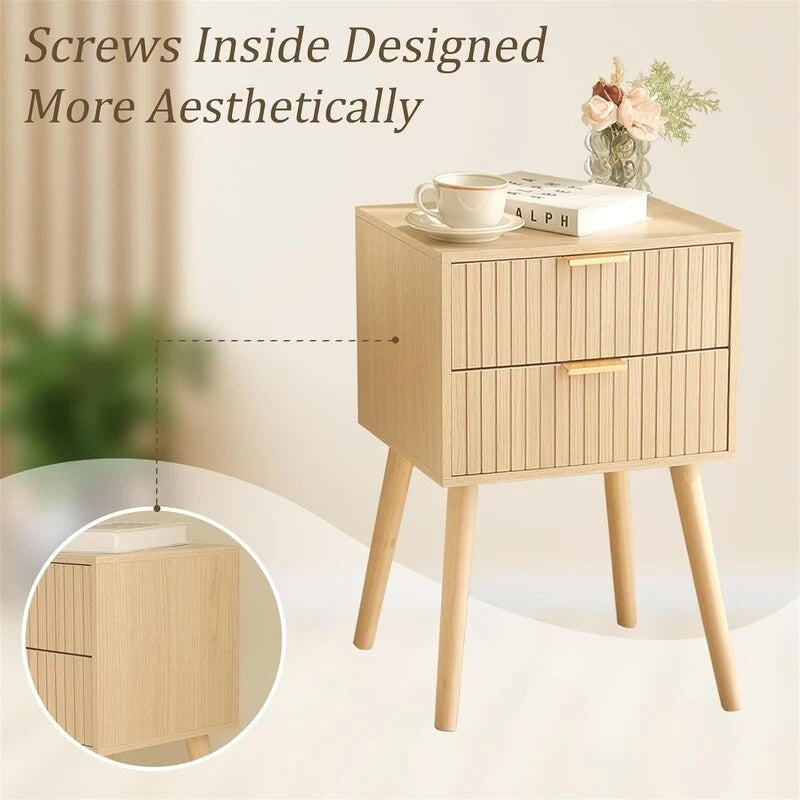 Table de chevet moderne Mid-Century avec 2 tiroirs