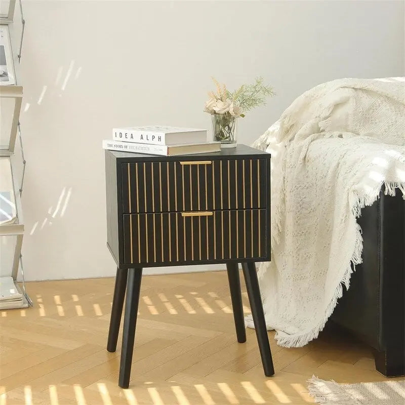 Table de chevet moderne Mid-Century avec 2 tiroirs