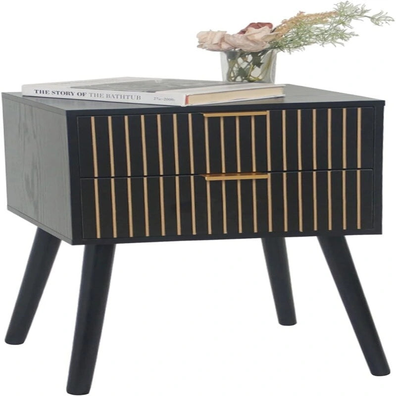 Table de chevet moderne Mid-Century avec 2 tiroirs