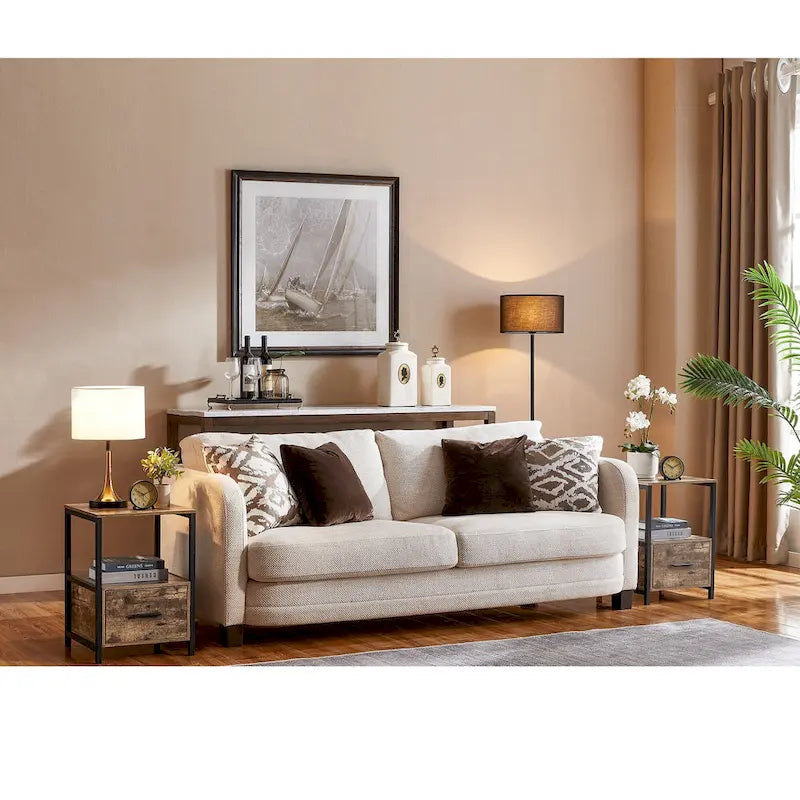 Javlergo (Lot de 2) Table de chevet 1 tiroir, Table d'appoint carrée moderne pour Chambre, Salon