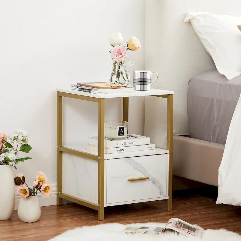 Javlergo (Lot de 2) Table de chevet 1 tiroir, Table d'appoint carrée moderne pour Chambre, Salon