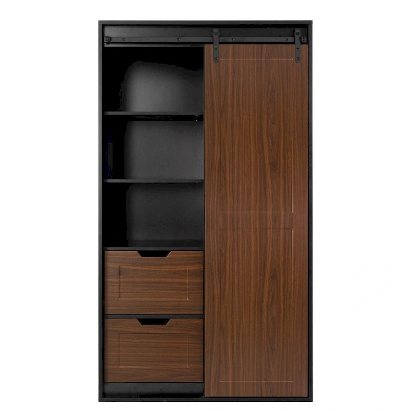 Armoire et penderie hautes de 71 pouces, armoire classique à porte coulissante de style grange