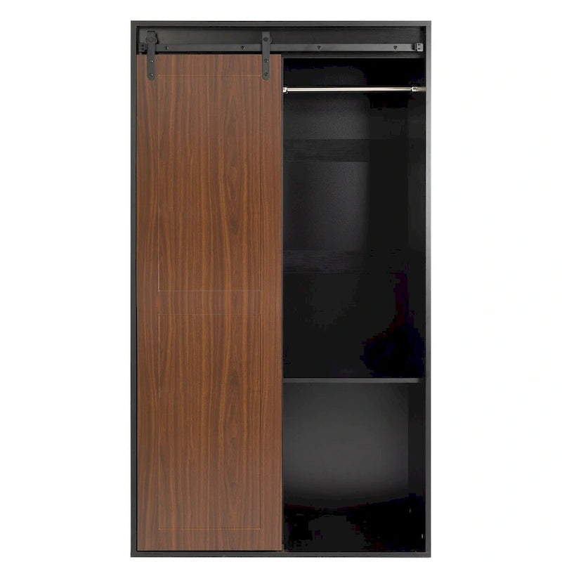 Armoire et penderie hautes de 71 pouces, armoire classique à porte coulissante de style grange