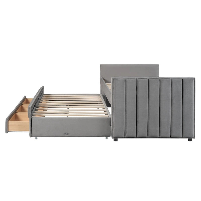 Lit de repos rembourré avec lit gigogne double et tiroirs