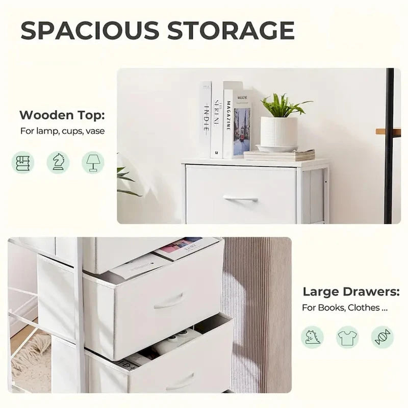 Commode de chambre à coucher avec 4 tiroirs en tissu, tour de rangement étroite pour vêtements, placards, chambre d'enfant, tour de rangement avec placard