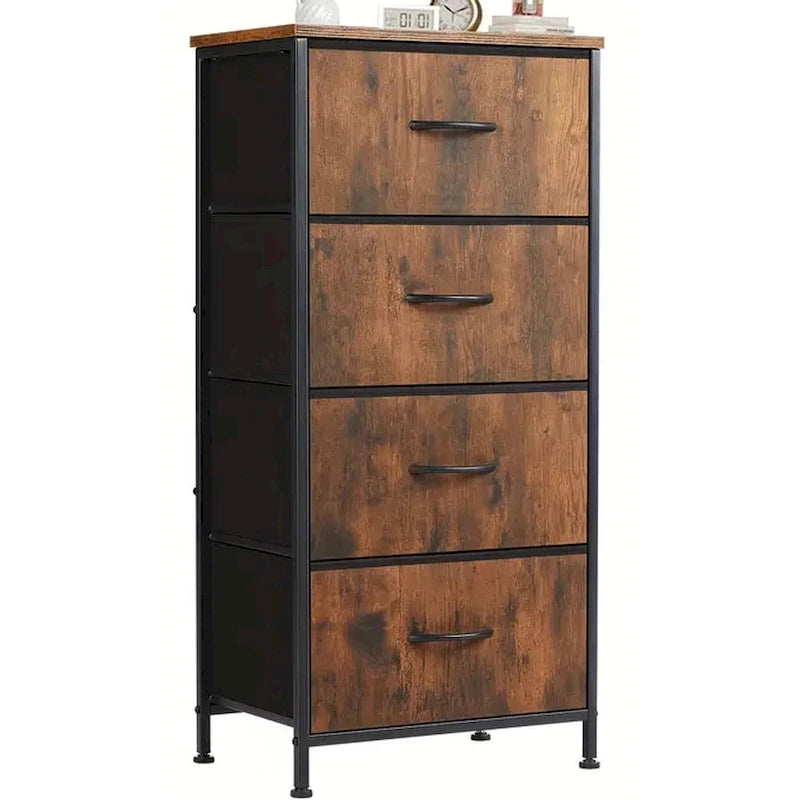 Commode de chambre à coucher avec 4 tiroirs en tissu, tour de rangement étroite pour vêtements, placards, chambre d'enfant, tour de rangement avec placard