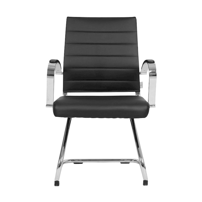 Chaise de bureau en cuir avec base luge en acier inoxydable Série Benmar par LeisureMod