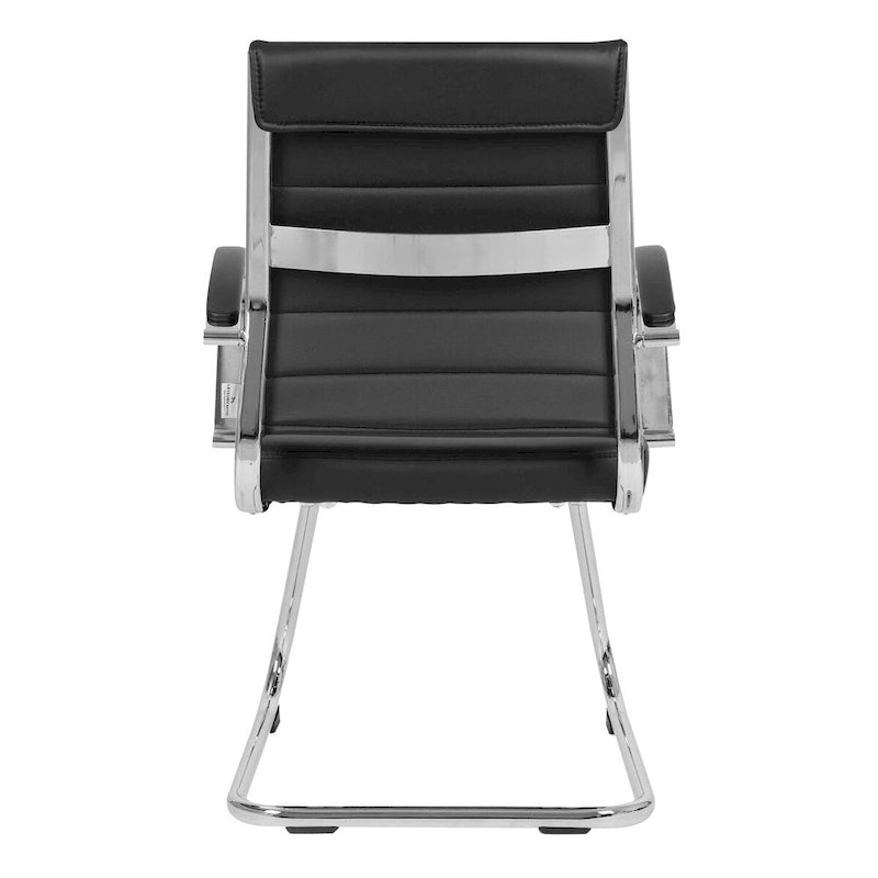 Chaise de bureau en cuir avec base luge en acier inoxydable Série Benmar par LeisureMod
