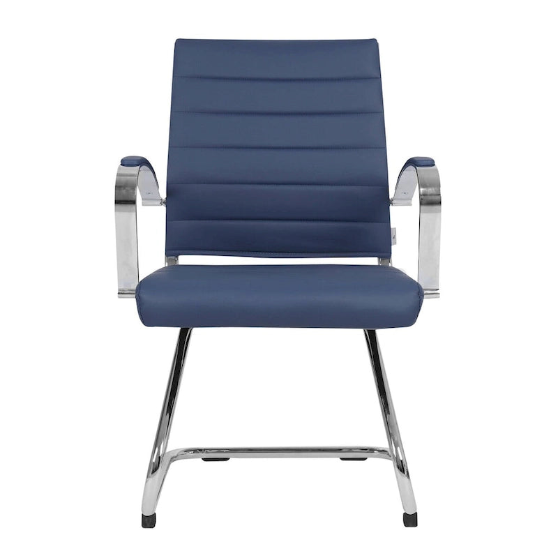 Chaise de bureau en cuir avec base luge en acier inoxydable Série Benmar par LeisureMod
