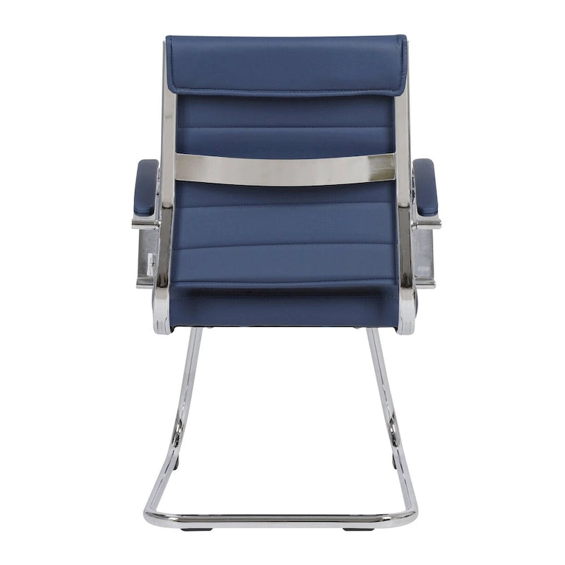 Chaise de bureau en cuir avec base luge en acier inoxydable Série Benmar par LeisureMod