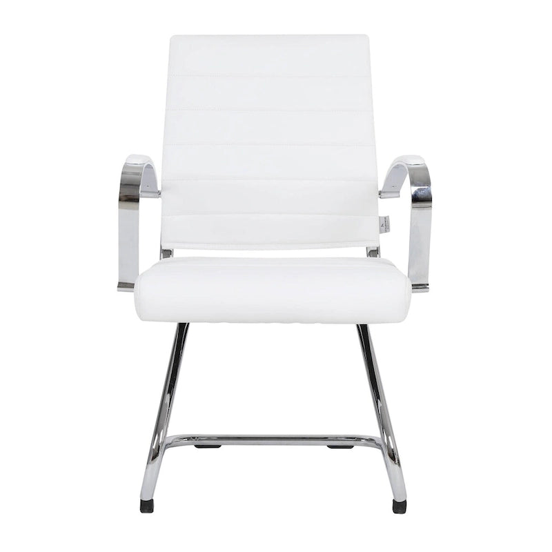 Chaise de bureau en cuir avec base luge en acier inoxydable Série Benmar par LeisureMod