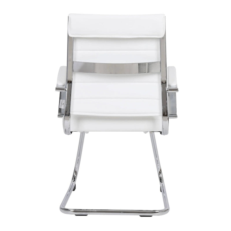 Chaise de bureau en cuir avec base luge en acier inoxydable Série Benmar par LeisureMod