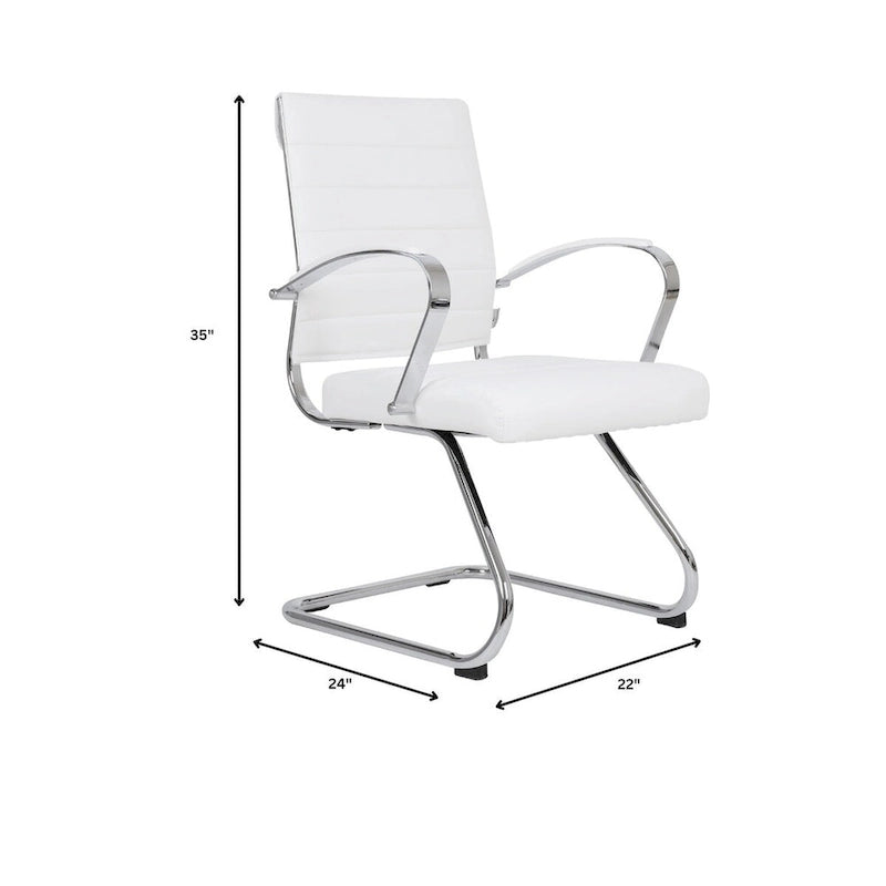 Chaise de bureau en cuir avec base luge en acier inoxydable Série Benmar par LeisureMod