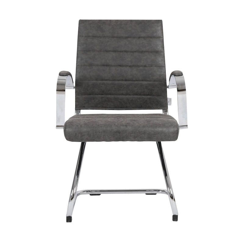 Chaise de bureau en cuir avec base luge en acier inoxydable Série Benmar par LeisureMod