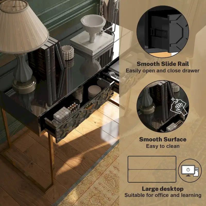 Bureau de rangement brillant pour bureau à domicile avec tiroir