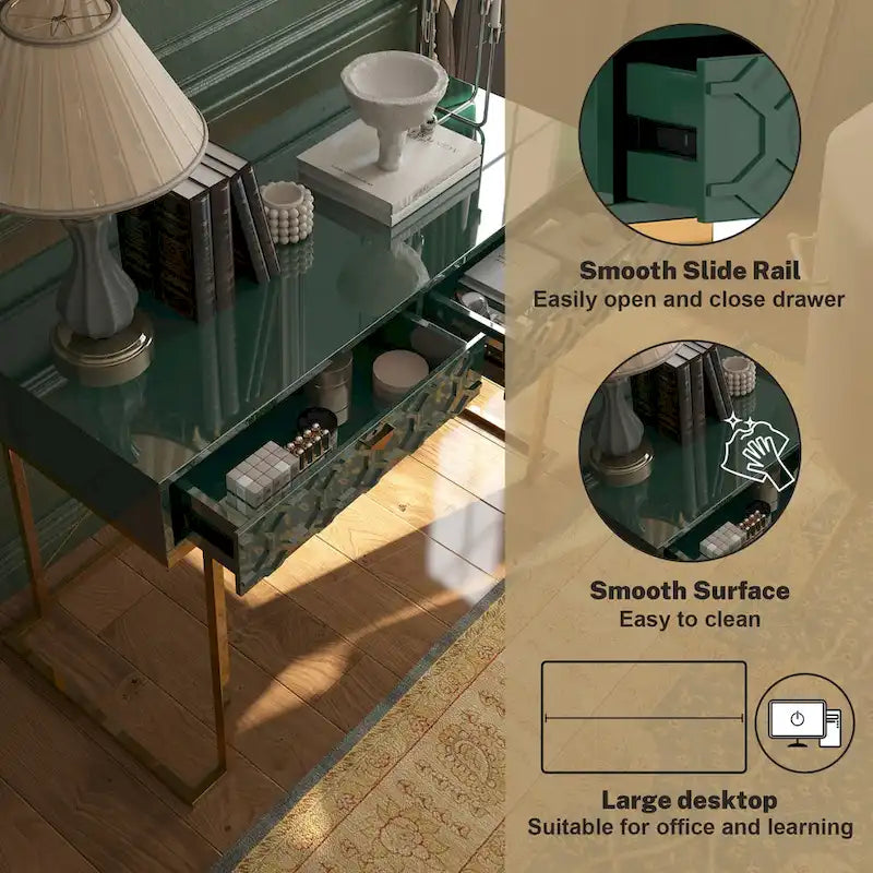 Bureau de rangement brillant pour bureau à domicile avec tiroir