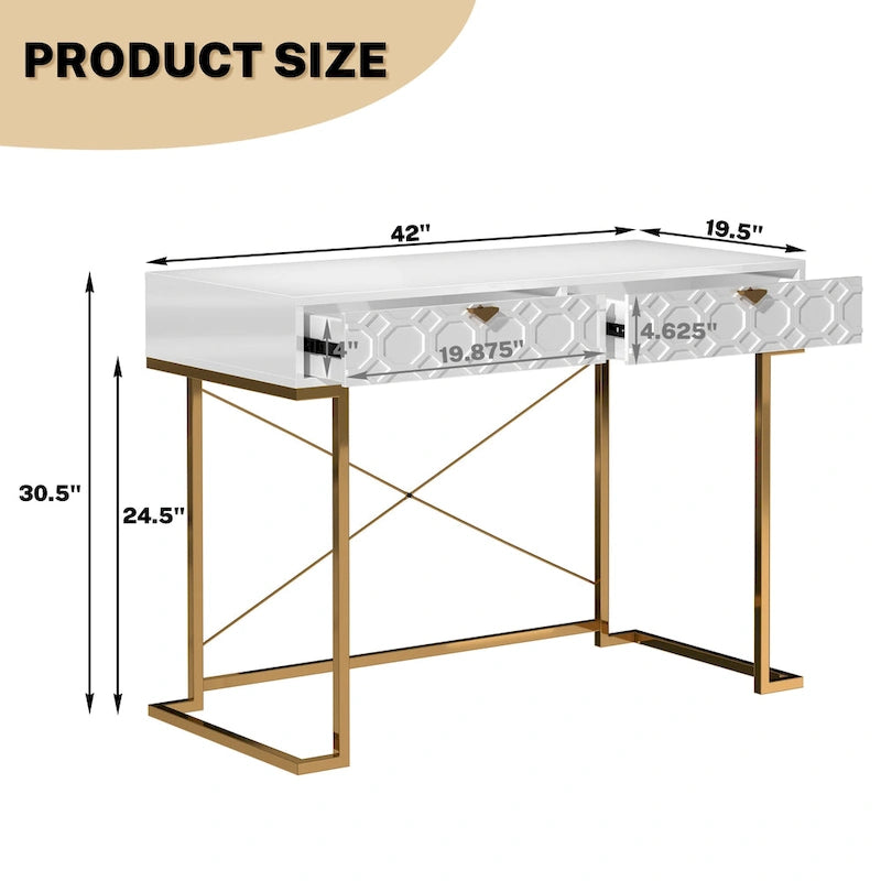 Bureau de rangement brillant pour bureau à domicile avec tiroir