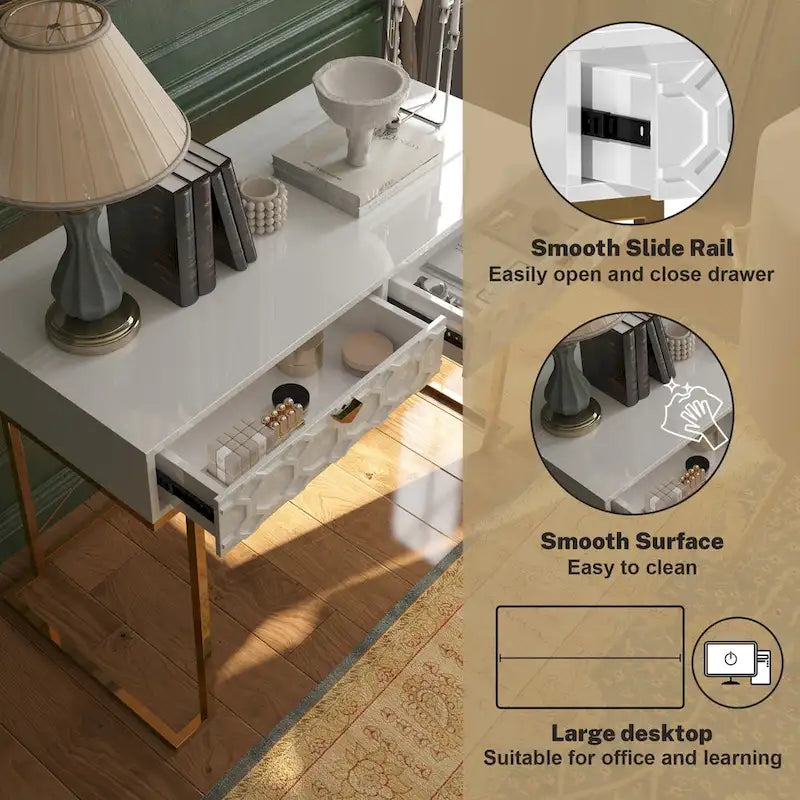 Bureau de rangement brillant pour bureau à domicile avec tiroir