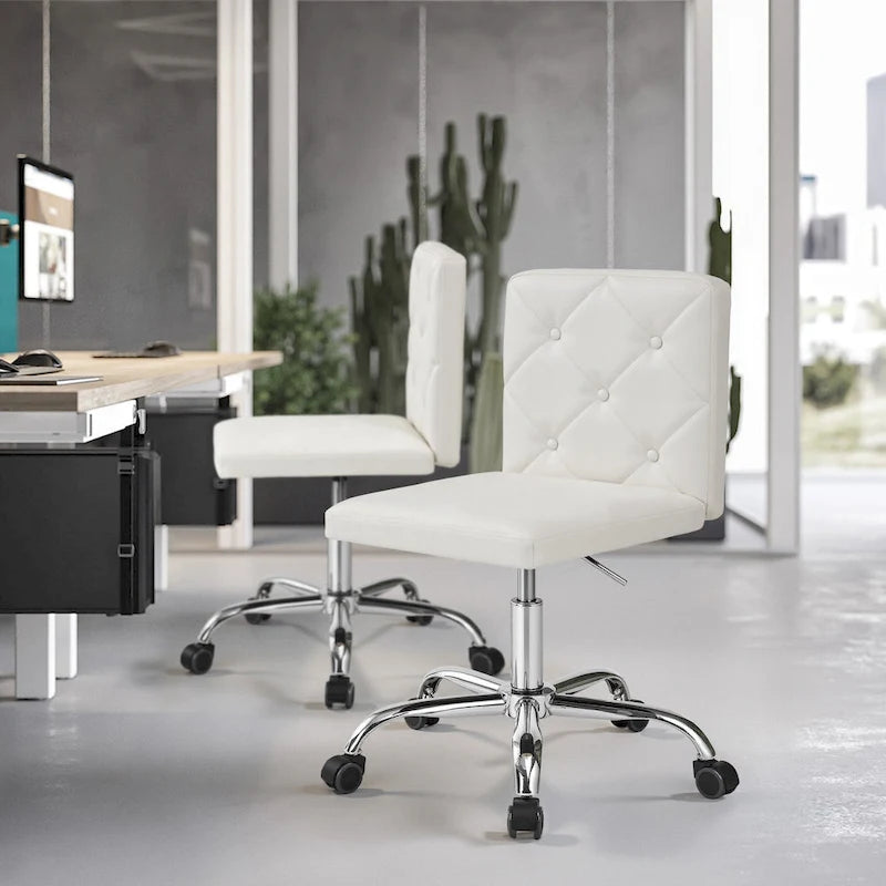 Javlergo Chaise de bureau sans accoudoirs, en cuir PU, hauteur réglable, pivotante à 360° pour le télétravail ou le bureau