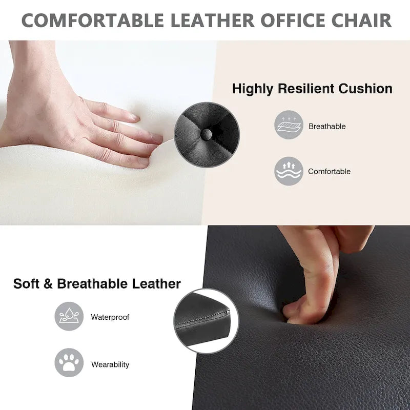 Javlergo Chaise de bureau sans accoudoirs, en cuir PU, hauteur réglable, pivotante à 360° pour le télétravail ou le bureau