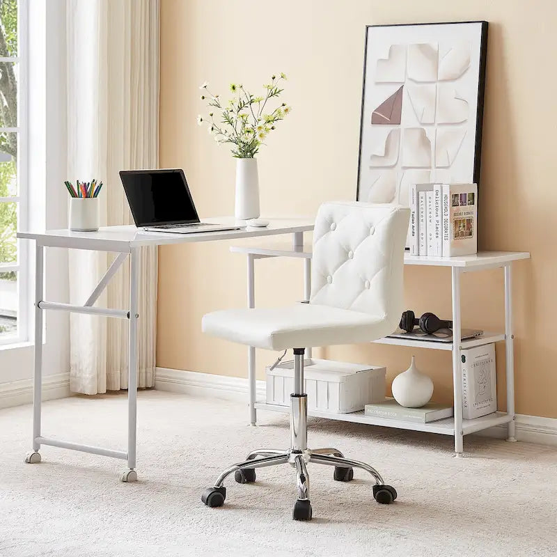 Javlergo Chaise de bureau sans accoudoirs, en cuir PU, hauteur réglable, pivotante à 360° pour le télétravail ou le bureau