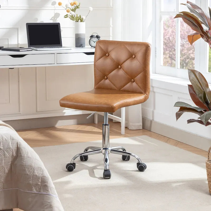 Javlergo Chaise de bureau sans accoudoirs, en cuir PU, hauteur réglable, pivotante à 360° pour le télétravail ou le bureau