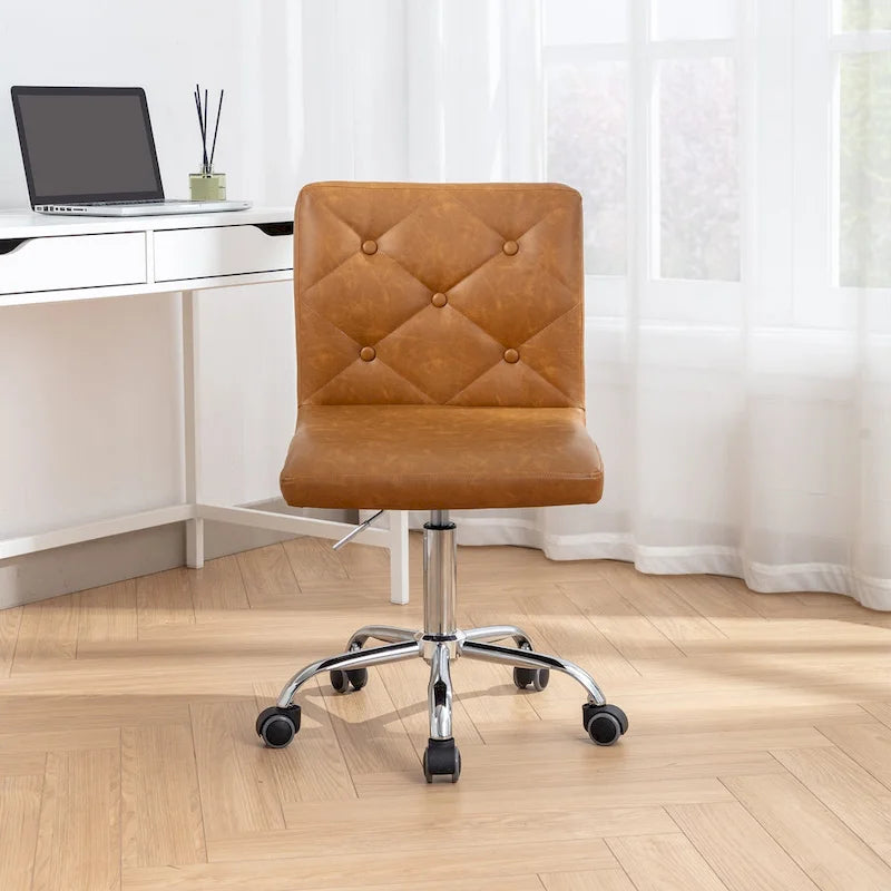 Javlergo Chaise de bureau sans accoudoirs, en cuir PU, hauteur réglable, pivotante à 360° pour le télétravail ou le bureau
