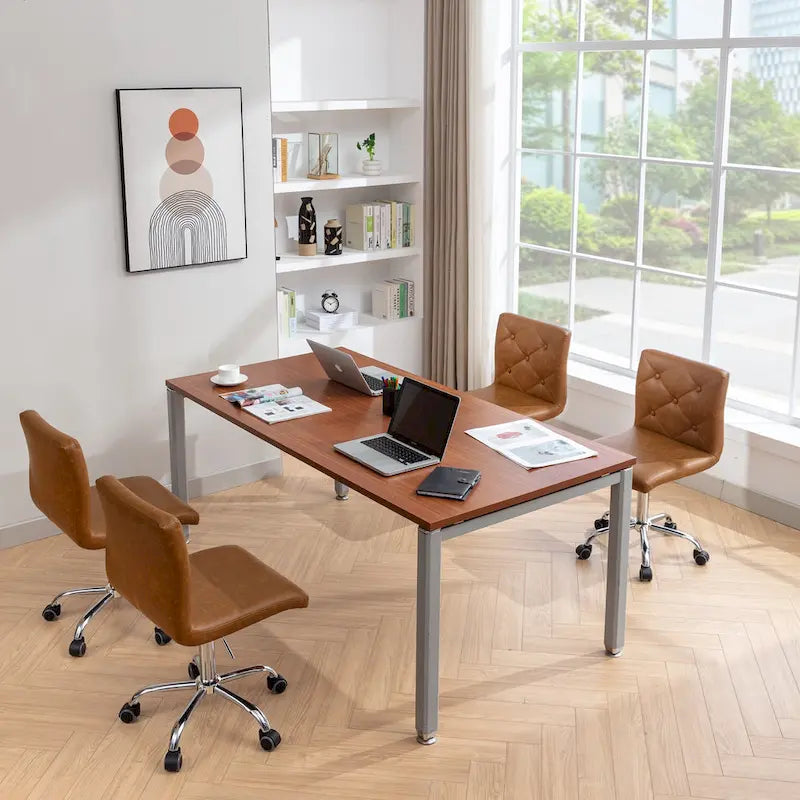 Javlergo Chaise de bureau sans accoudoirs, en cuir PU, hauteur réglable, pivotante à 360° pour le télétravail ou le bureau